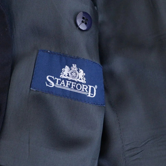 Statfford Navy/Black 100%  Wool Suit and Pant Set Size 32/30 Pant - Picture 10 of 16